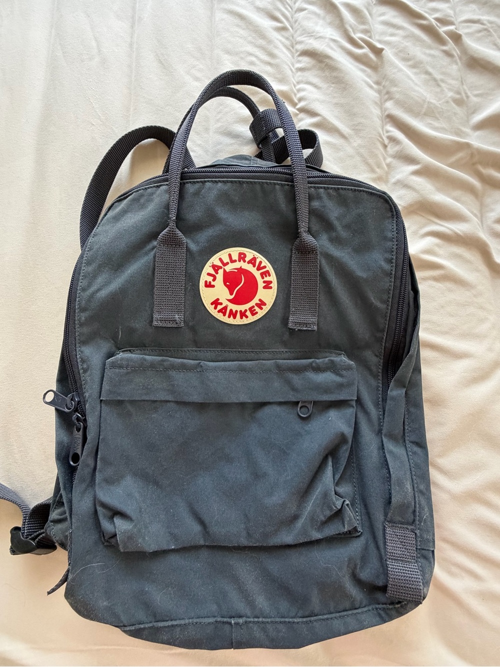 Fjallraven Kanken Backpack in Navy with Red Logo